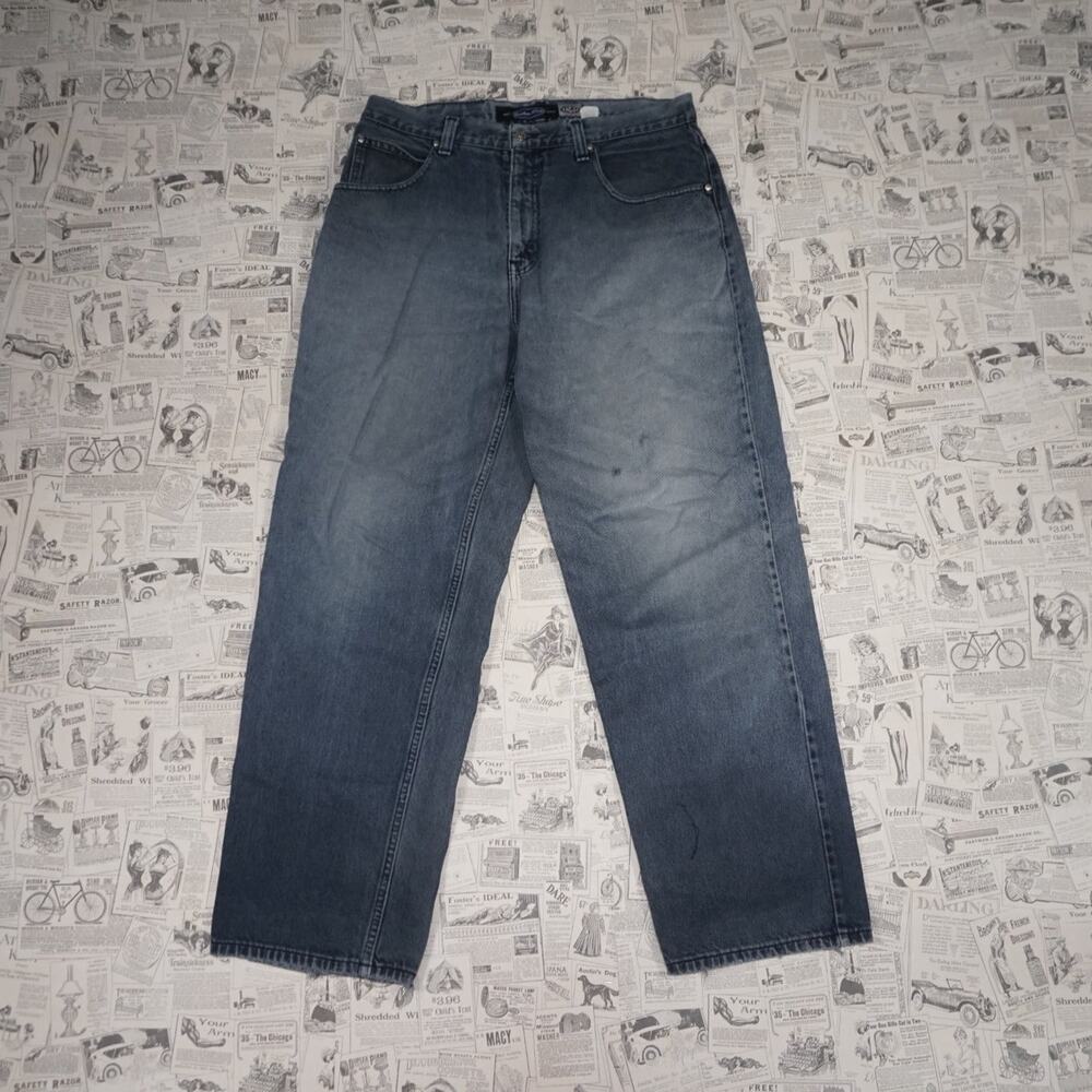 38X32 - Vintage Y2K Anchor Blue Pants faded baggy style wide